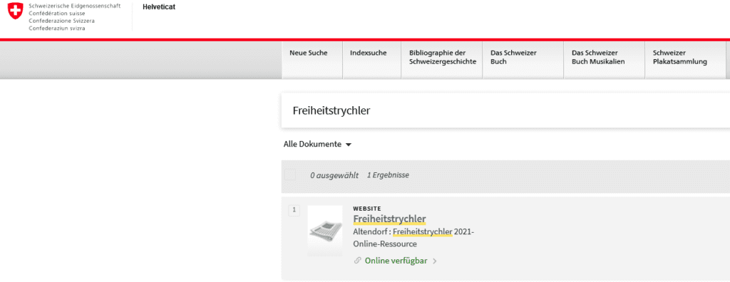 Freiheitstrychler im Webarchiv Schweiz