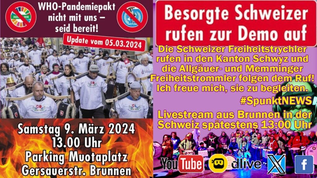 LIVE #CH0903 #Freiheitstrychler #WHO #Demonstration #Brunnen #Schweiz mit den #Allgäuer #Trommlern