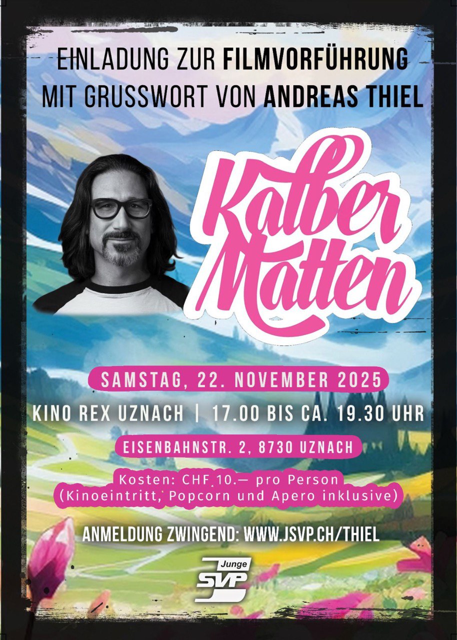 Einladung zur Filmvorführung mit Grusswort von Andreas Thiel