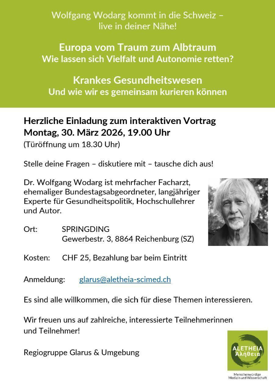 Wolfgang Wodarg kommt in die Schweiz – live in deiner Nähe!